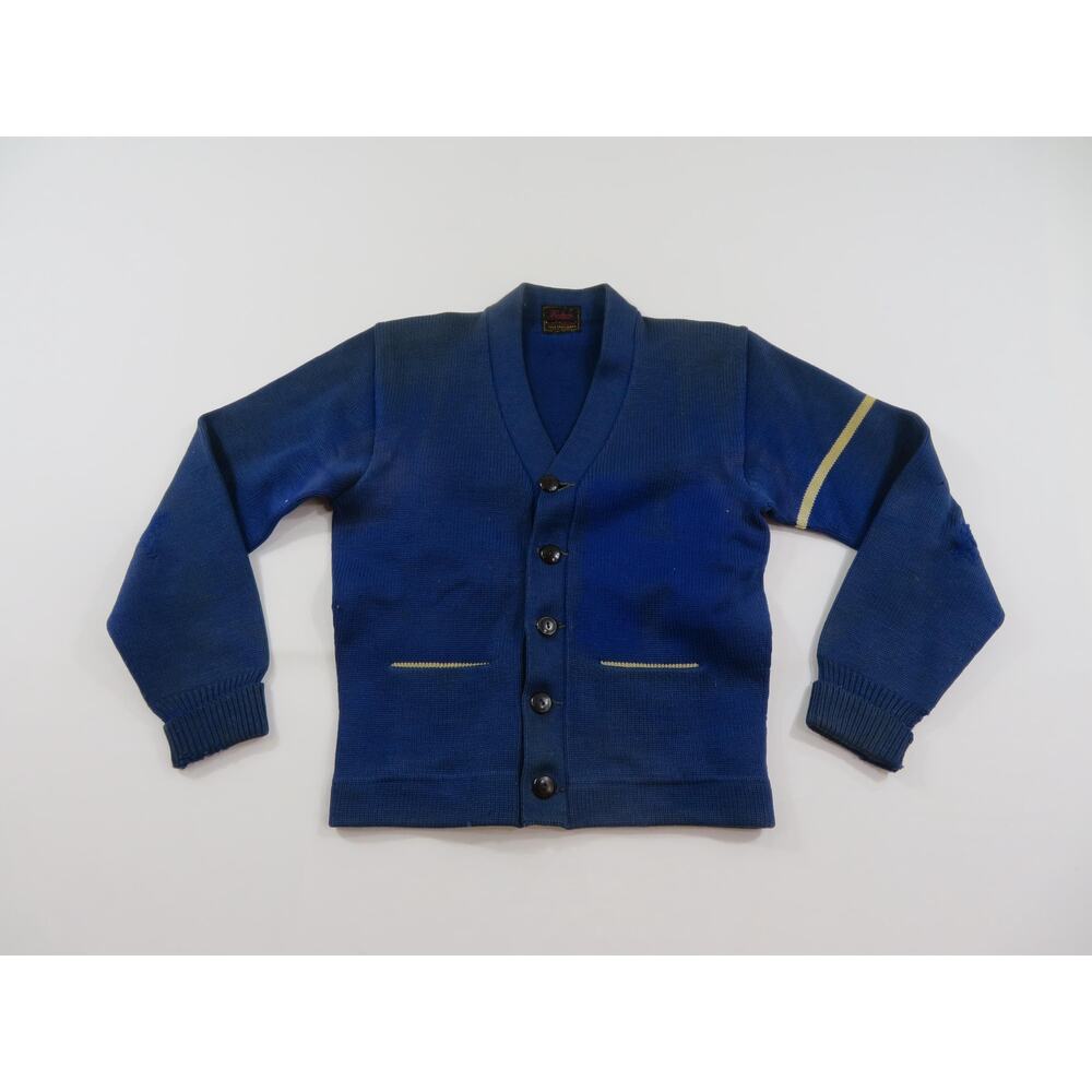 Dehen of Portland Wool Letterman's Varsity Sweater Navy Blue Sz S? 30s/40s